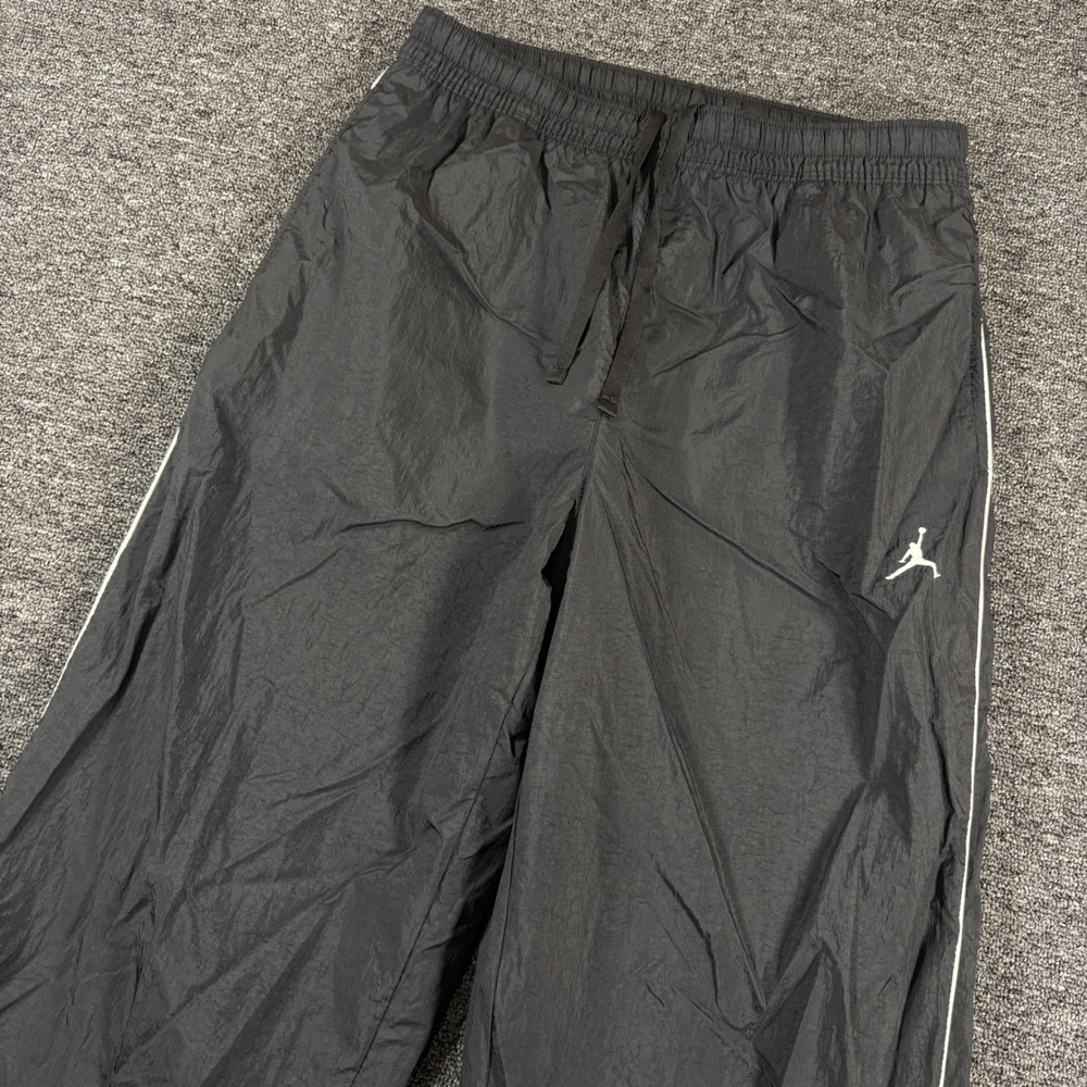 Jordan Track Pants Mens Medium Black Nylon Mesh Lined Jumpman Zip Baggy Y2K